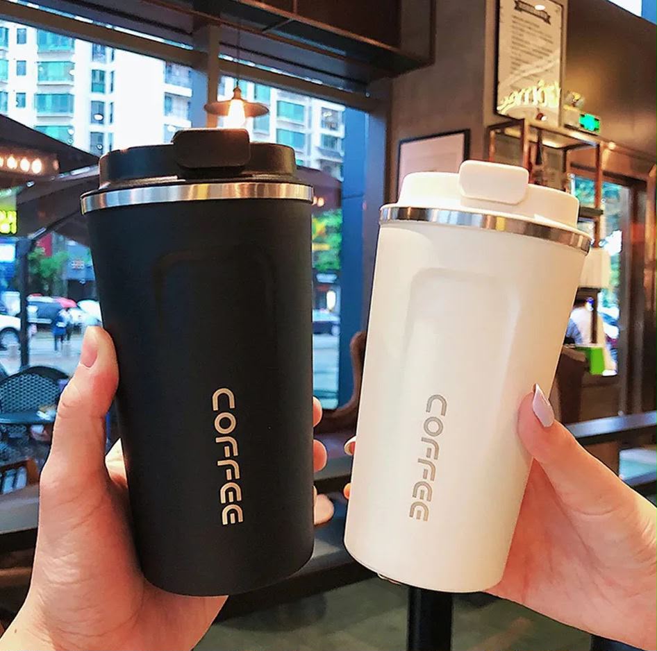 Stainless Steel Coffee Vacuum Cup – Insulated Travel Mug Tumbler, Hot & Cold